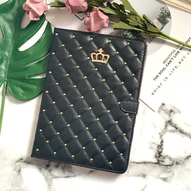 Alt view image 5 of 5 - Topwin Cute Crown Case for iPad 10.2 2021/2020/2019 (9th/8th/7th Gen) - Bling Diamond Elegant PU Leather Smart Auto Sleep/Wake Stand Shockproof Girly for Apple iPad 7/8/9 10.2 Inch (Black)