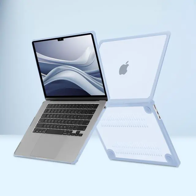 Alt view image 5 of 5 - MOSISO Compatible with MacBook Air 15 inch Case 2025 2024 2023 Release M4 A3241 M3 A3114 M2 A2941, Anti-Cracking&Anti-Fingerprint Heavy Duty Hard Shell with TPU Bumper&Keyboard Cover, Baby Blue