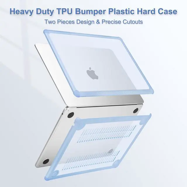Alt view image 4 of 5 - MOSISO Compatible with MacBook Air 15 inch Case 2025 2024 2023 Release M4 A3241 M3 A3114 M2 A2941, Anti-Cracking&Anti-Fingerprint Heavy Duty Hard Shell with TPU Bumper&Keyboard Cover, Baby Blue