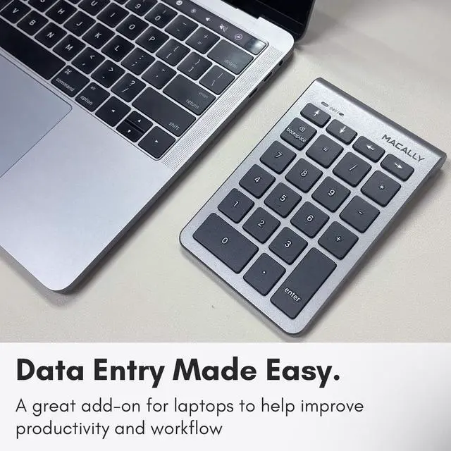 Alt view image 4 of 5 - Macally Bluetooth Number Pad for Laptop - Wireless Numeric Keypad - 35-Key Numeric Keypad for Data Entry, Numpad