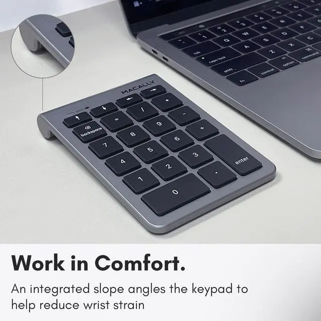 Alt view image 5 of 5 - Macally Bluetooth Number Pad for Laptop - Wireless Numeric Keypad - 35-Key Numeric Keypad for Data Entry, Numpad
