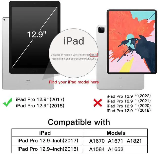 Alt view image 2 of 5 - JETech iPad Pro 12.9 Inch (2015/2017 Model, 1st/2nd Generation) Case and Tempered Glass Screen Protector Bundle