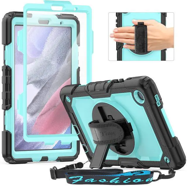Main image of Timecity Case for Samsung Galaxy Tab A7 Lite Case 8.7 inch 2021 (SM-T220/T225/T227), Durable Sturdy Protection Case with Screen Protector 360deg Rotating Stand Handle Shoulder Strap - Light Blue