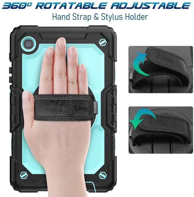 Alt view image 3 of 5 - Timecity Case for Samsung Galaxy Tab A7 Lite Case 8.7 inch 2021 (SM-T220/T225/T227), Durable Sturdy Protection Case with Screen Protector 360deg Rotating Stand Handle Shoulder Strap - Light Blue