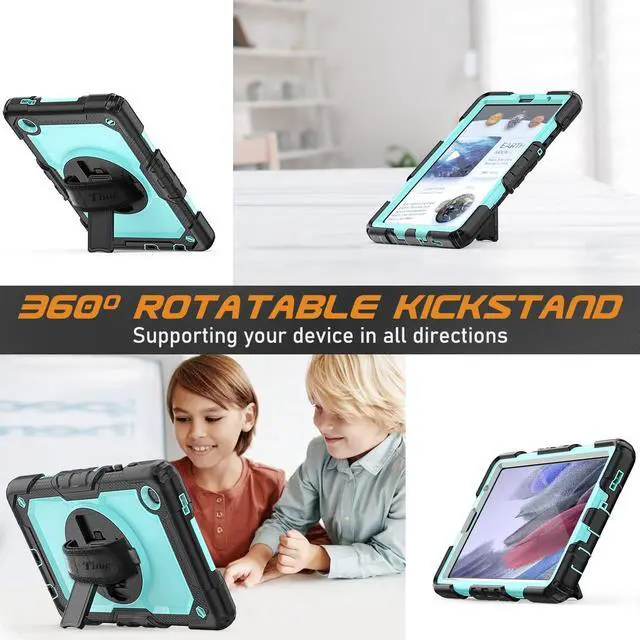 Alt view image 5 of 5 - Timecity Case for Samsung Galaxy Tab A7 Lite Case 8.7 inch 2021 (SM-T220/T225/T227), Durable Sturdy Protection Case with Screen Protector 360deg Rotating Stand Handle Shoulder Strap - Light Blue