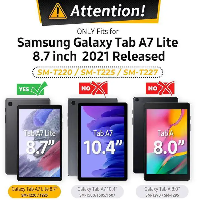 Alt view image 2 of 5 - Timecity Case for Samsung Galaxy Tab A7 Lite Case 8.7 inch 2021 (SM-T220/T225/T227), Durable Sturdy Protection Case with Screen Protector 360deg Rotating Stand Handle Shoulder Strap - Light Blue