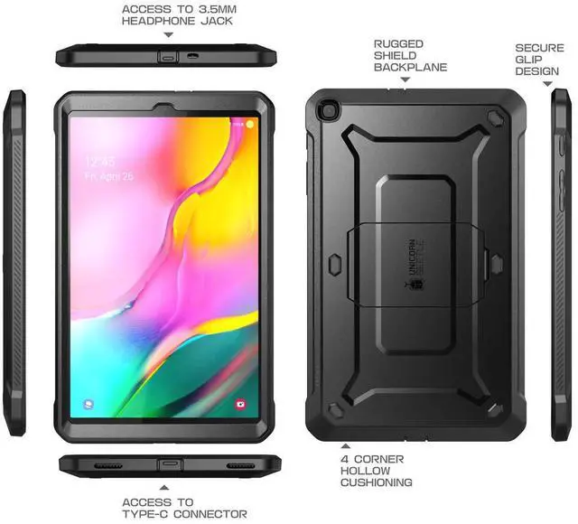 Alt view image 5 of 5 - SUPCASE for Galaxy Tab A 10.1 Case with Screen Protector (Unicorn Beetle Pro), [Built-in Stand] Full-Body Heavy Duty Protective Tablet Cover for Samsung Galaxy Tab A 10.1 2019 (SM-T510/T515), Black