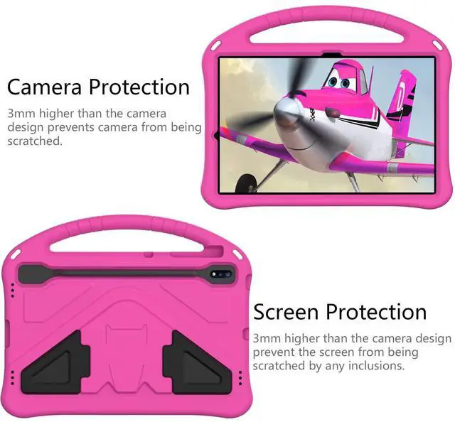 Alt view image 4 of 5 - Dteck Galaxy Tab S10 Ultra 2024 Kids Case,Galaxy Tab S9 Ultra/Tab S8 Ultra 14.6" Case,Lightweight Shockproof Rugged Protective EVA Kids Friendly Handle Stand Pencil Holder Childproof Kids Case,Rose