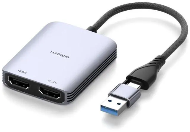 Main image of Hagibis USB 3.0 or USB C to Dual HDMI Adapter for Mac&Windows, MST Dual Monitor Converter Triple Display for Apple M1/M2/M3 Chip HDMI Splitter Extended for MacBook Pro Air Mac Mini Studio