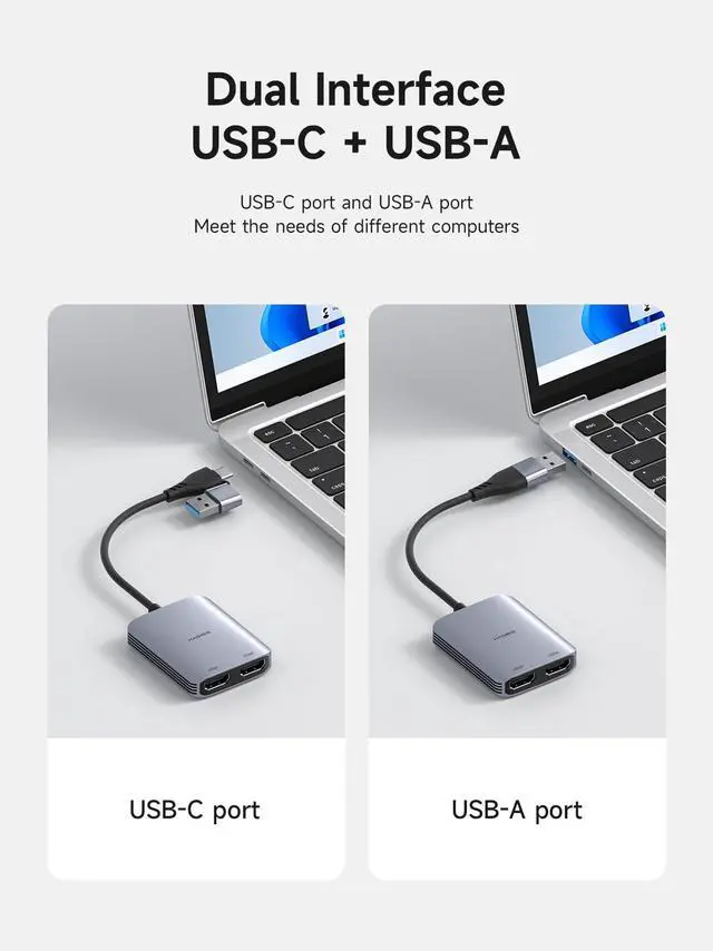 Alt view image 3 of 5 - Hagibis USB 3.0 or USB C to Dual HDMI Adapter for Mac&Windows, MST Dual Monitor Converter Triple Display for Apple M1/M2/M3 Chip HDMI Splitter Extended for MacBook Pro Air Mac Mini Studio