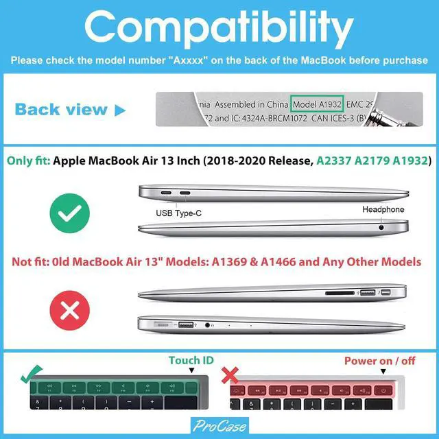 Alt view image 2 of 5 - ProCase for MacBook Air 13 Inch Case 2020 2019 2018 Release A2337 M1 A2179 A1932, Heavy Duty Slim Hard Shell Protective Cover with Fold Kickstand for MacBook Air 13 Retina with Touch ID -Khaki