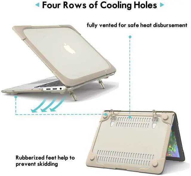 Alt view image 5 of 5 - ProCase for MacBook Air 13 Inch Case 2020 2019 2018 Release A2337 M1 A2179 A1932, Heavy Duty Slim Hard Shell Protective Cover with Fold Kickstand for MacBook Air 13 Retina with Touch ID -Khaki