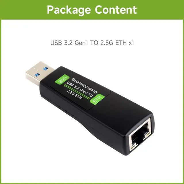 Alt view image 2 of 5 - Waveshare USB to 2.5G Ethernet Port Converter, High-Speed Networking, No Driver Required 2.5G USB Ethernet Adapter, Compatible with Raspberry Pi 5/Jetson Nano/PC and Windows/MacOS/Linux/Android System