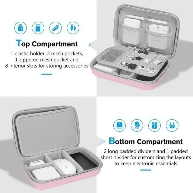 Alt view image 2 of 5 - ProCase Hard Travel Electronic Organizer Case for MacBook Power Adapter Chargers Cables Power Bank Apple Magic Mouse Apple Pencil USB Flash Disk SD Card Small Portable Accessories Bag -Rosegold, L