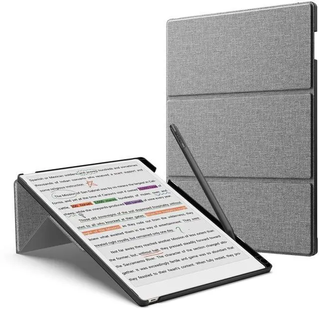 Main image of MoKo Stand Case for Remarkable Paper Pro 2024 11.8" - Premium Leather Trifold Stand Cover with Pen Holder, Auto Sleep/Wake for Remarkable Pro 11.8", Denim Gray