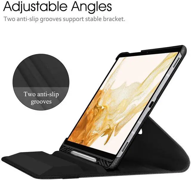 Alt view image 5 of 5 - Fintie Rotating Case for Samsung Galaxy Tab S8 Plus 2022/S7 FE 2021/S7 Plus 2020 12.4 Inch with S Pen Holder, 360 Degree Swiveling Stand Cover Auto Sleep/Wake, Black