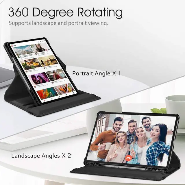 Alt view image 3 of 5 - Fintie Rotating Case for Samsung Galaxy Tab S8 Plus 2022/S7 FE 2021/S7 Plus 2020 12.4 Inch with S Pen Holder, 360 Degree Swiveling Stand Cover Auto Sleep/Wake, Black