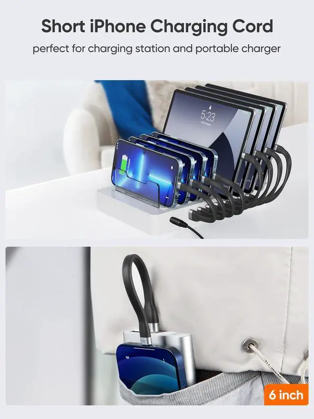 Alt view image 4 of 5 - CableCreation Bundle  2 Items Short USB 3.1 A to USB C Cable 5 inch + Short USB A to Lightning Cable 0.5ft