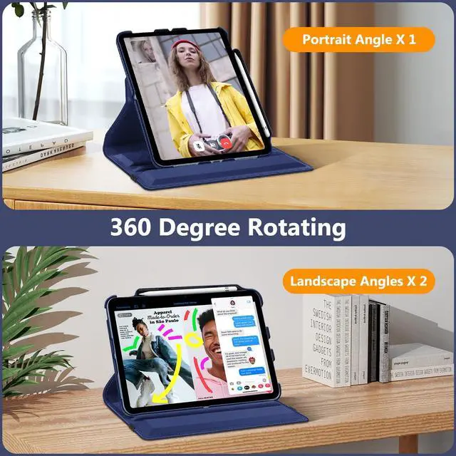 Alt view image 3 of 5 - Fintie 360 Degree Rotating Case for iPad (A16) 11th Generation 11 Inch (2025), iPad 10th Generation 10.9 Inch (2022) Bundle with 4 Pack Pen Loop Holder Compatible with Apple Pencil
