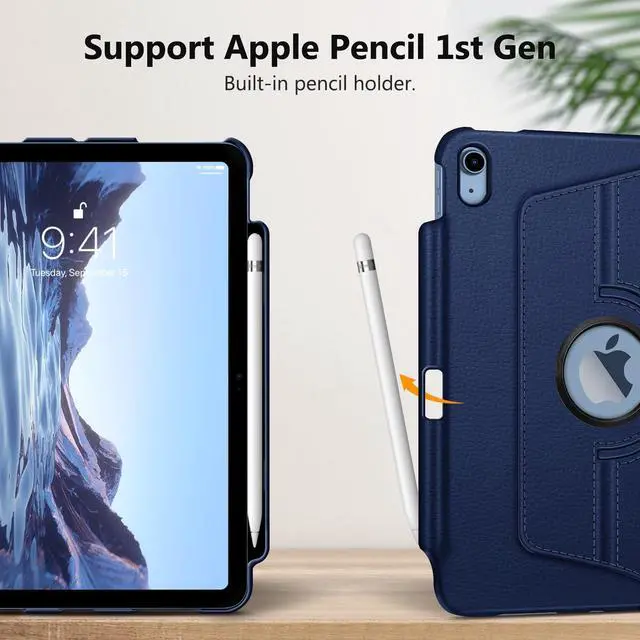 Alt view image 4 of 5 - Fintie 360 Degree Rotating Case for iPad (A16) 11th Generation 11 Inch (2025), iPad 10th Generation 10.9 Inch (2022) Bundle with 4 Pack Pen Loop Holder Compatible with Apple Pencil