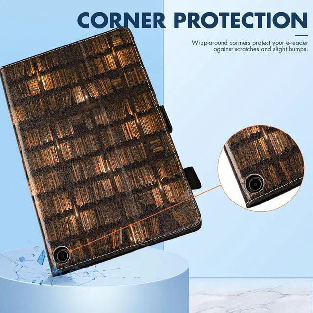 Alt view image 4 of 5 - Dteck for Amazon Fire Max 11 Tablet Case 11" (13th Generation) 2023, PU Leather Shell TPU Back Cover Fold Stand Case with Auto Sleep Wake, Adjustable Viewing Angles, Cute Folio Slim Case, Bookshelf