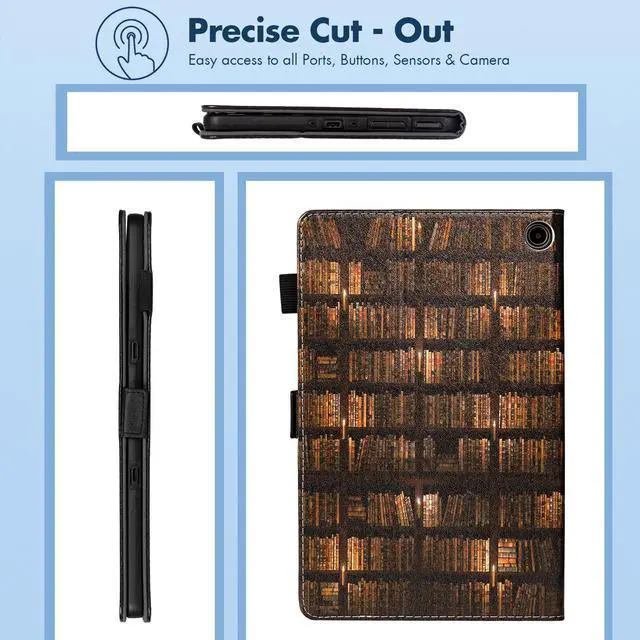 Alt view image 5 of 5 - Dteck for Amazon Fire Max 11 Tablet Case 11" (13th Generation) 2023, PU Leather Shell TPU Back Cover Fold Stand Case with Auto Sleep Wake, Adjustable Viewing Angles, Cute Folio Slim Case, Bookshelf