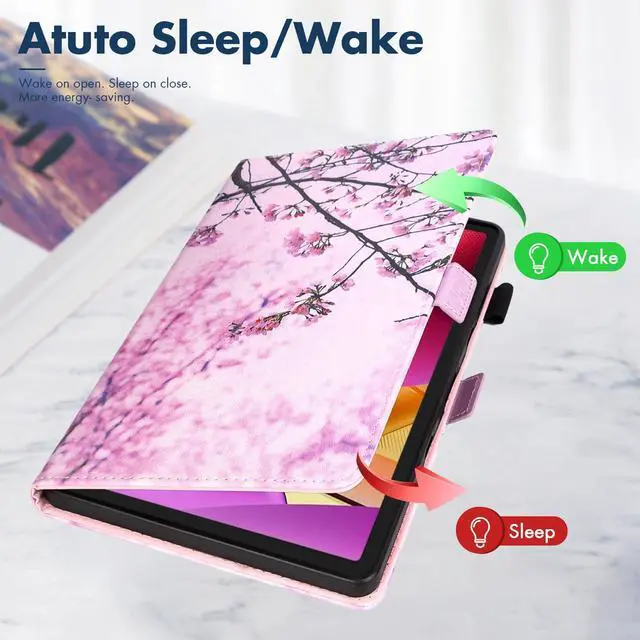 Alt view image 2 of 5 - Dteck for  Fire Max 11 Tablet Case 11" (13th Generation) 2023, PU Leather Shell TPU Back Cover Folio Slim Case with Auto Sleep Wake, Adjustable Viewing Angles, Cute, Pink Cherry