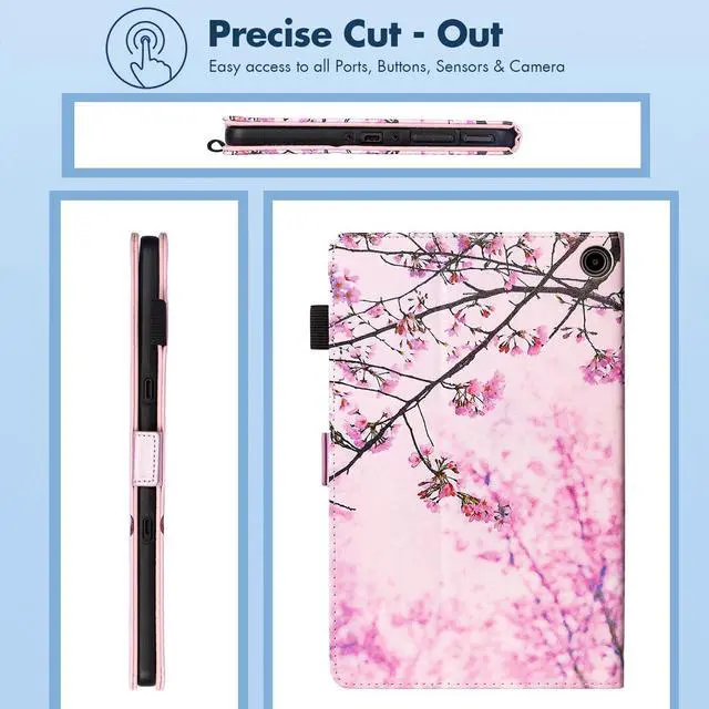 Alt view image 5 of 5 - Dteck for  Fire Max 11 Tablet Case 11" (13th Generation) 2023, PU Leather Shell TPU Back Cover Folio Slim Case with Auto Sleep Wake, Adjustable Viewing Angles, Cute, Pink Cherry