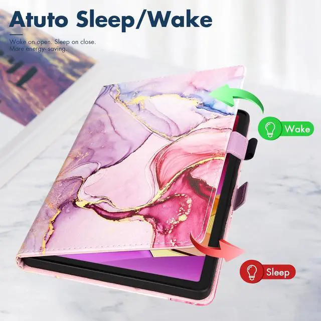 Alt view image 2 of 5 - Dteck for  Fire Max 11 Tablet Case - 11" (13th Gen) 2023, PU Leather Shell TPU Back Cover Folio Case with Auto Sleep Wake, Adjustable Viewing Angles, Cute Pink Marble