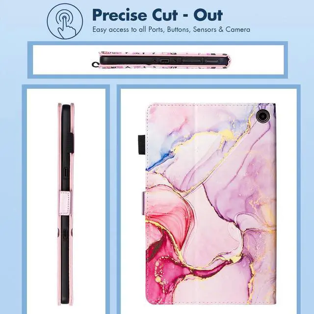 Alt view image 5 of 5 - Dteck for  Fire Max 11 Tablet Case - 11" (13th Gen) 2023, PU Leather Shell TPU Back Cover Folio Case with Auto Sleep Wake, Adjustable Viewing Angles, Cute Pink Marble