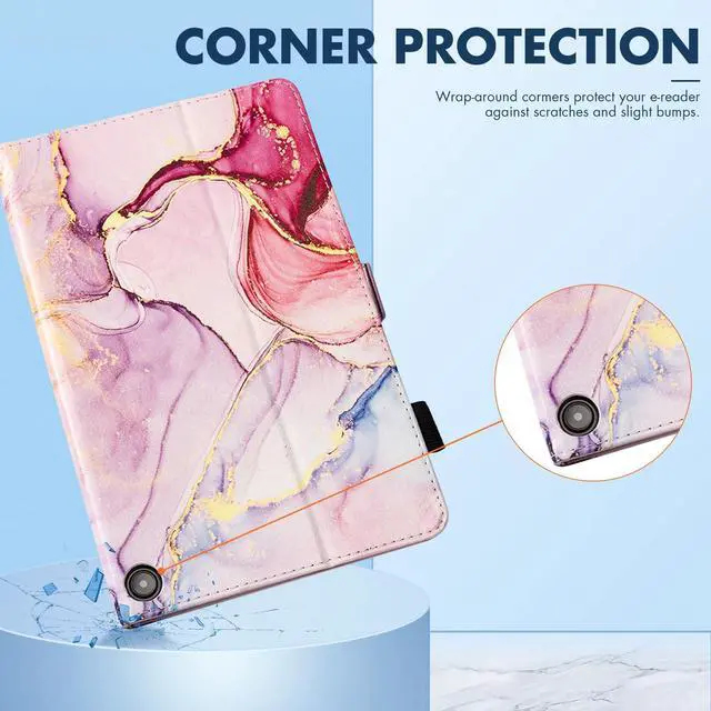Alt view image 4 of 5 - Dteck for  Fire Max 11 Tablet Case - 11" (13th Gen) 2023, PU Leather Shell TPU Back Cover Folio Case with Auto Sleep Wake, Adjustable Viewing Angles, Cute Pink Marble