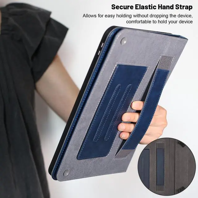 Alt view image 3 of 5 - Dteck for 10/10.1/10.3/10.4/10.5 Inch Tablet Android 11/12/13/14 Tablet Universal Case with Stand (Portrait/Landscape Viewing Angles)/Front Pocket/Card Slots, PU Leather Protective Folio Case, Blue