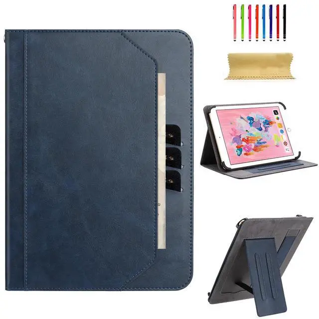 Main image of Dteck for 10/10.1/10.3/10.4/10.5 Inch Tablet Android 11/12/13/14 Tablet Universal Case with Stand (Portrait/Landscape Viewing Angles)/Front Pocket/Card Slots, PU Leather Protective Folio Case, Blue