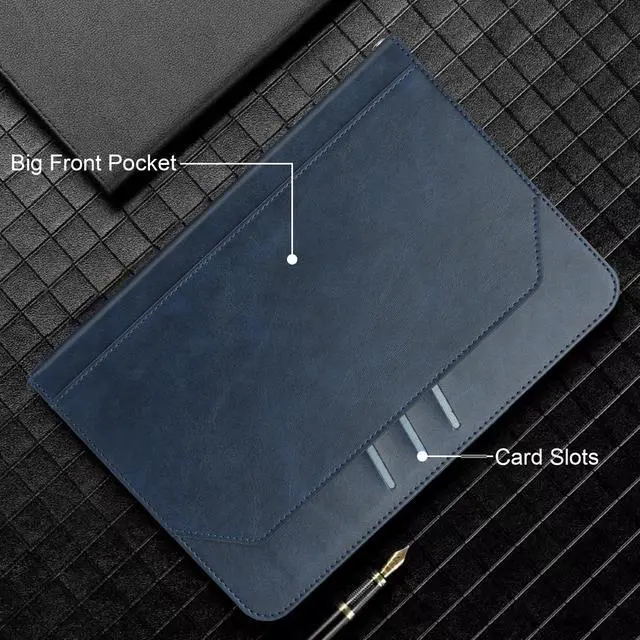 Alt view image 5 of 5 - Dteck for 10/10.1/10.3/10.4/10.5 Inch Tablet Android 11/12/13/14 Tablet Universal Case with Stand (Portrait/Landscape Viewing Angles)/Front Pocket/Card Slots, PU Leather Protective Folio Case, Blue