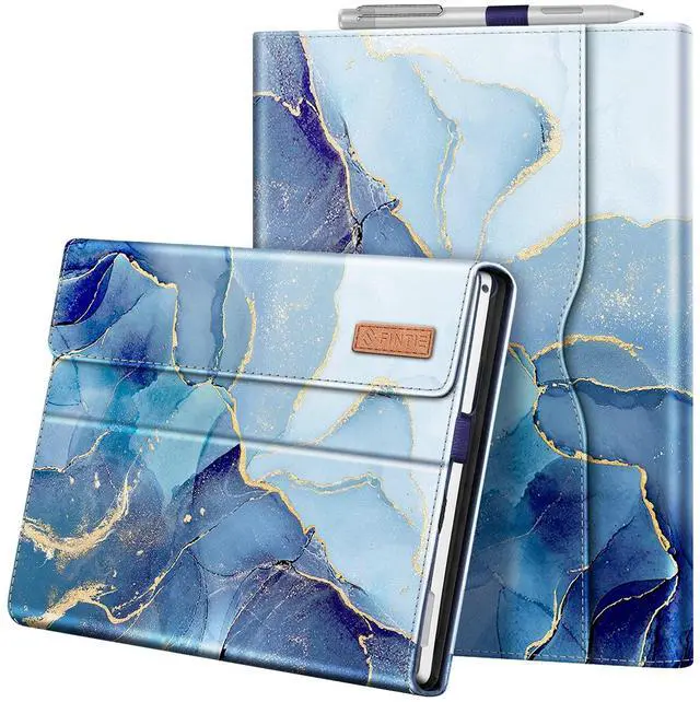 Main image of Fintie Case for 12.3 Inch Microsoft Surface Pro 7 Plus, Surface Pro 7/6/5/4/3 - Portfolio Business Cover with Pocket, Compatible with Type Cover Keyboard, Ocean Marble
