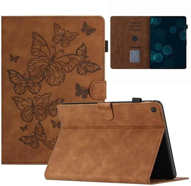Main image of Dteck for Fire HD 8 Tablet Case (8th/7th/6th Generation-2018/2017/2016 Release) 8", Cute Butterfly Folio Magnetic Case with Auto Sleep Wake & Stand Function, Slim Lightweight PU Leather Cover, Brown
