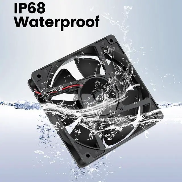 Alt view image 2 of 5 - GDSTIME IP68 Waterproof Fan 120mm x 25mm 12V DC Brushless Computer Case Cooling Fan Dual Ball Bearings 2 Pin for RV Fridge Ventilation, 2 Pack