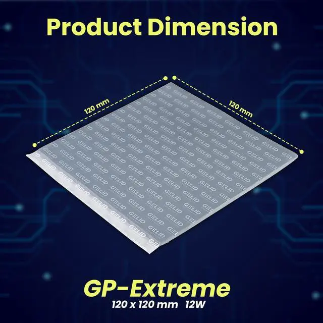 Alt view image 2 of 5 - Gelid Solutions GP-Extreme 12W-Thermal Pad 120x120 Excellent Heat Conduction, Ideal Gap Filler. Easy Installation (120x120x1.5)