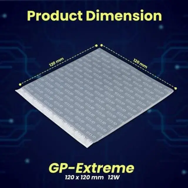 Alt view image 3 of 5 - Gelid Solutions GP-Extreme 12W-Thermal Pad 120x120 Excellent Heat Conduction, Ideal Gap Filler. Easy Installation (120x120x1.5)