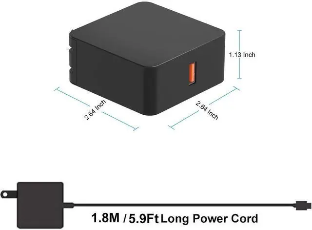Alt view image 3 of 5 - 65W 40W Wall Charger Fit for Lenovo ADL40WCC ADL40WDB ADL40WLD ADL40WDC ADL65WCC ADL65WDB ADL65WLA Laptop AC Adapter Power Supply Cord