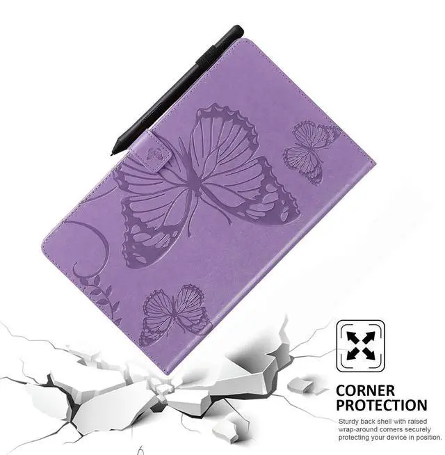 Alt view image 5 of 5 - Dteck Fire HD 10 Case (9th/7th/5th Generation, 2019/2017/2015 Release) - Slim Premium PU Leather Case Embossed Butterfly Design Folio Stand Wallet Cover for All-New Kindle Fire HD 10.1" Tablet,Purple