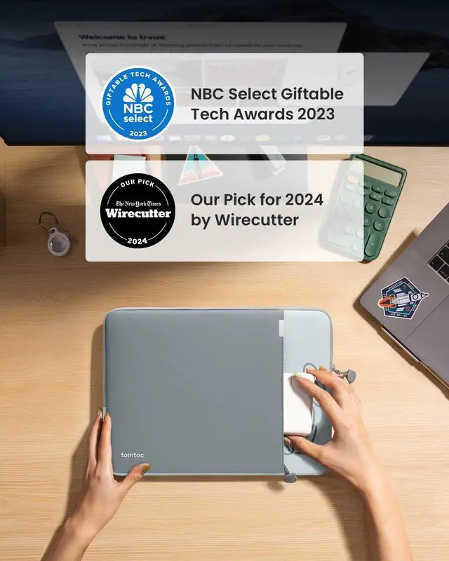 Alt view image 3 of 5 - tomtoc 360° Protective Laptop Sleeve for 13-inch New MacBook Air M4/A3240 2025, M3/A3113, M2/A2681 M1/A2337 A2179 A1932, 13-inch MacBook Pro M2/A2686 M1/A2338, Water-Resistant Computer Case Bag