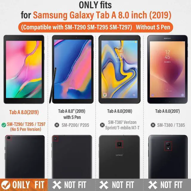 Alt view image 2 of 5 - Timecity Case Compatible with Galaxy Tab A 8.0" 2019 SM-T290/T295/T297, with Built-in Screen Protector&360 Degree Swivel Stand&Hand Strap&Shoulder Strap Protective Case for Tab A 8.0 2019-Rose