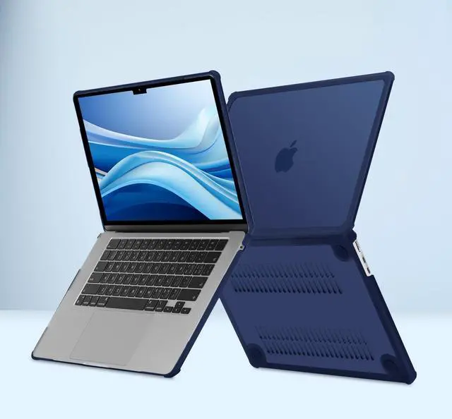 Alt view image 5 of 5 - MOSISO Compatible with MacBook Air 15 inch Case 2025 2024 2023 Release M4 A3241 M3 A3114 M2 A2941, Anti-Cracking&Anti-Fingerprint Heavy Duty Hard Shell with TPU Bumper&Keyboard Cover, Navy Blue