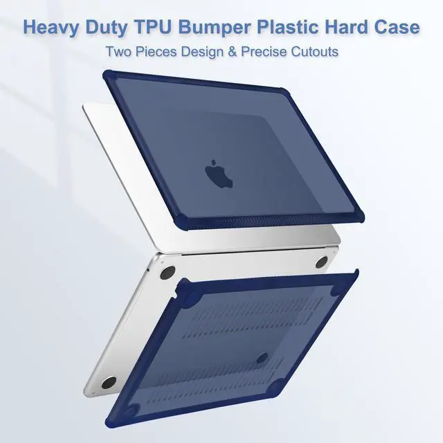 Alt view image 4 of 5 - MOSISO Compatible with MacBook Air 15 inch Case 2025 2024 2023 Release M4 A3241 M3 A3114 M2 A2941, Anti-Cracking&Anti-Fingerprint Heavy Duty Hard Shell with TPU Bumper&Keyboard Cover, Navy Blue