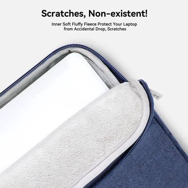 Alt view image 4 of 5 - Voova Laptop Bag 17 17.3 Inch Waterproof Laptop Sleeve Case with Shoulder Straps & Handle, Computer Case Cover Slim Briefcase Compatible with 17-18 Hp Dell Asus Acer, Blue