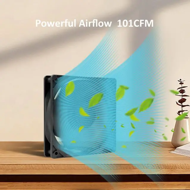 Alt view image 5 of 5 - 3-Pack 120mm 24V DC High Airflow Computer PC Case Fan 120x120x25mm 3Pin 4.72inch Dual Ball Bearing Brushless Exhaust Cooling Fan for Mining Rig Frame Rack Air Miner PSU with Metal Guard 3000RPM