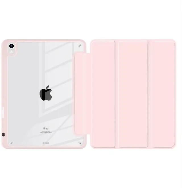 Alt view image 2 of 5 - Batianda Hybrid Case for 13-inch iPad Air 2025 M3 2024 M2 Chip [Built-in Apple Pencil Slot] Stylish Design Premium Cover with Clear Back Shell TPU Bumper Auto Wake/Sleep, Pink