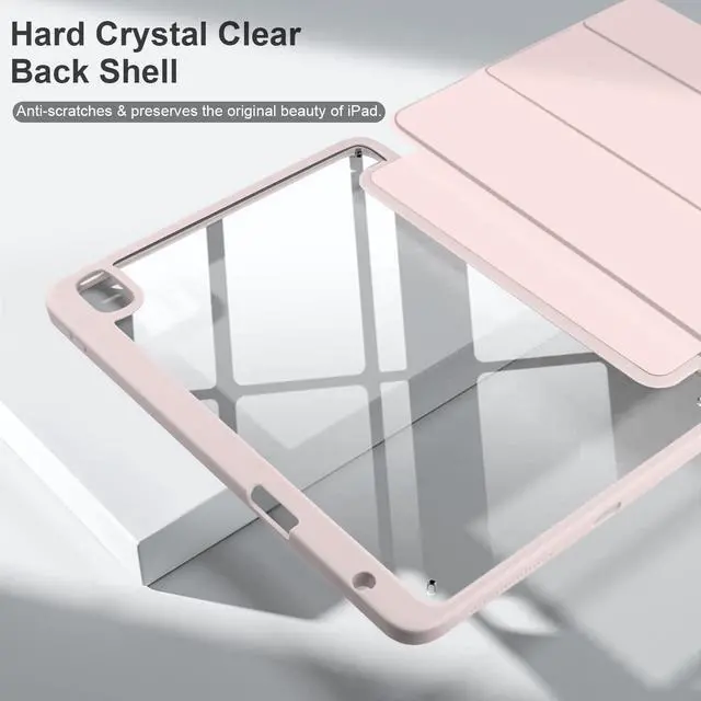 Alt view image 4 of 5 - Batianda Hybrid Case for 13-inch iPad Air 2025 M3 2024 M2 Chip [Built-in Apple Pencil Slot] Stylish Design Premium Cover with Clear Back Shell TPU Bumper Auto Wake/Sleep, Pink