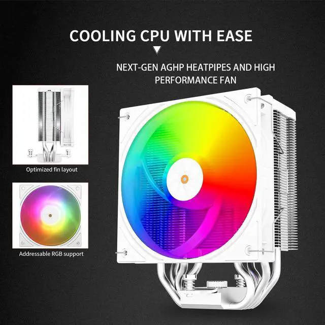Alt view image 4 of 5 - Thermalright Assassin X 120R Digital ARGB White CPU Air Cooler, 2000RPM Speed,4 Heatpipes, 12cm Quiet PWM Fan CPU Cooler, Digital Screen Top Cover,for AM4/AM5,Intel LGA1700/1851/1150/1151/1200